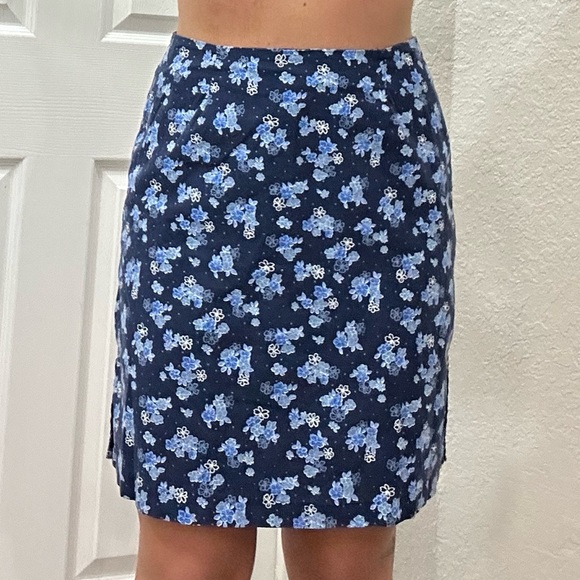 Vintage Y2k Route 66 Navy Floral Skirt - Picture 1 of 10